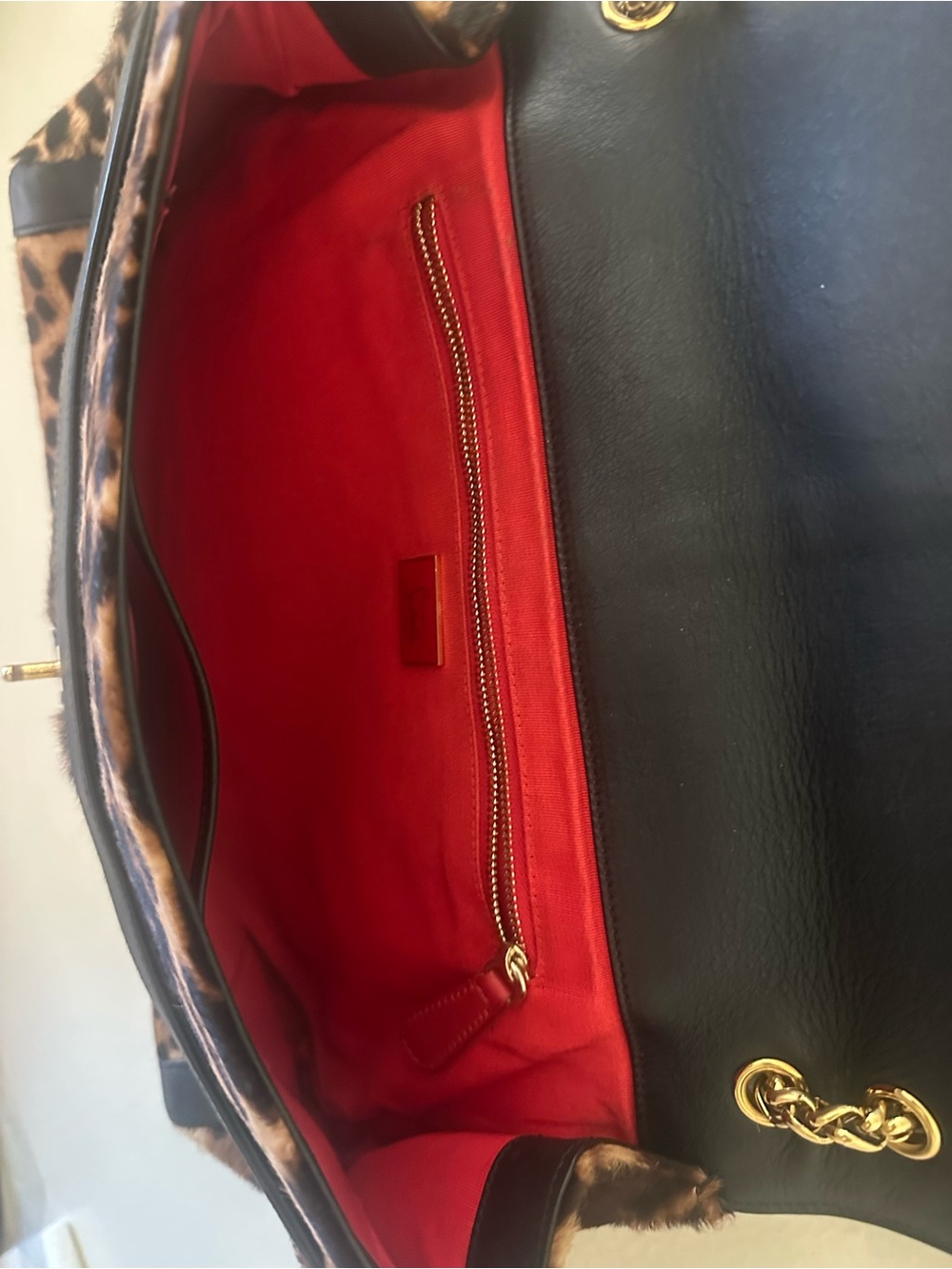 Christian Louboutin sweet charity Leopard Print Shoulder Bag with Gold Chain - Picture 5 of 9